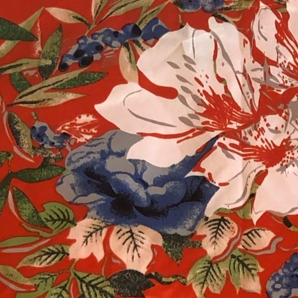 SOFT SURROUNDINGS Blouse Women's Oversized Medium Orange Blue Floral Wide Sleeve - Picture 9 of 10